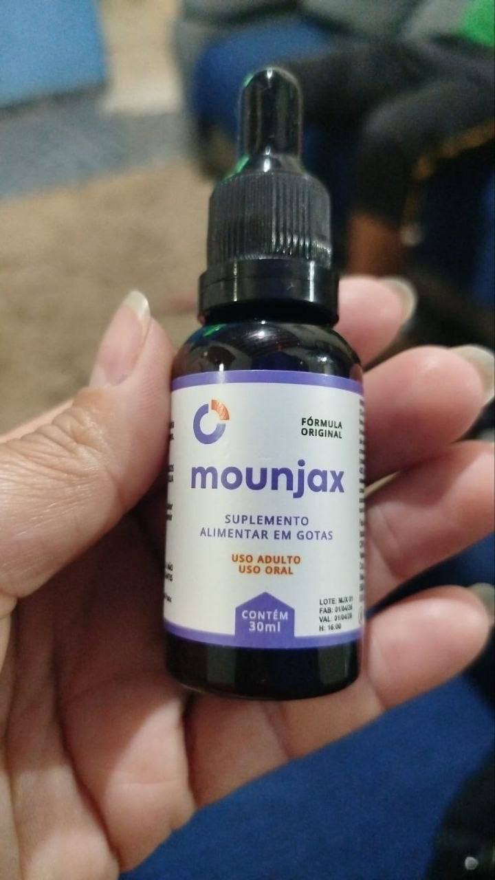 mounjax original frasco em mãos